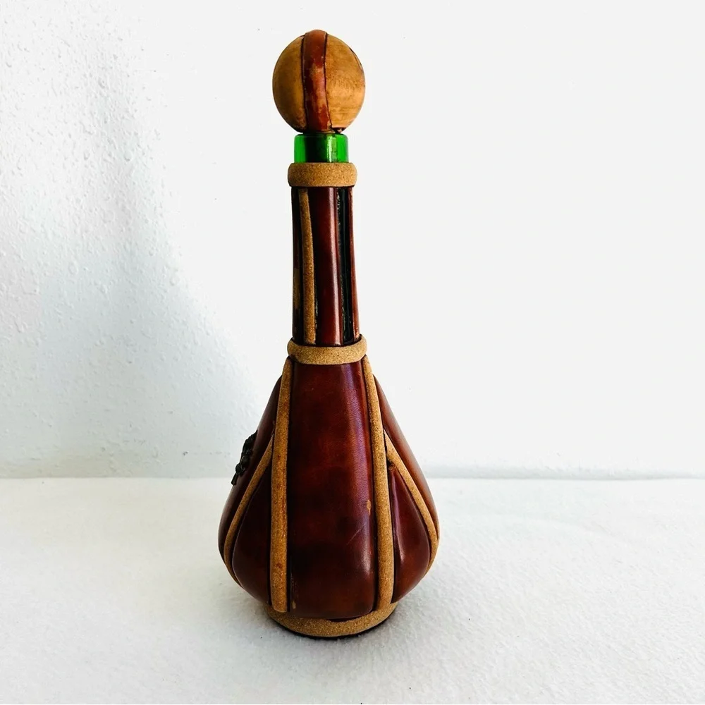 Vintage Italian Leather Wine Bottle Decanter